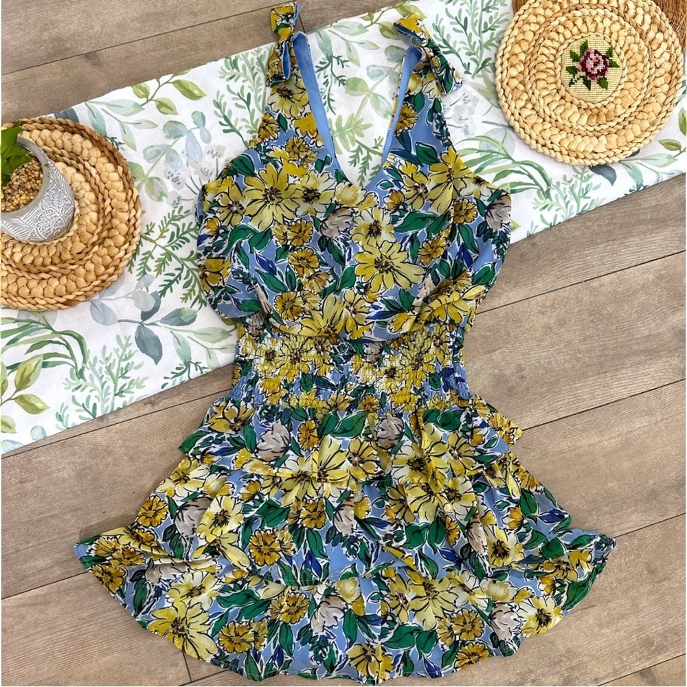 New Speechless Floral Tiered Mini Dress with Smocked Waistline Size Small